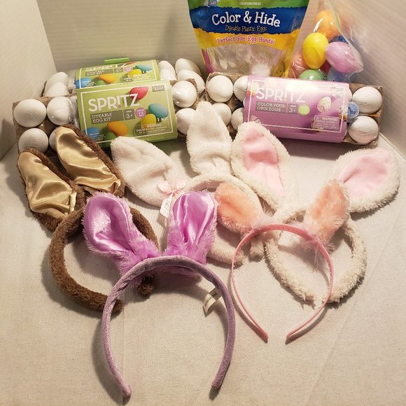 EASTER BUNDLE SET for KIDS - EGG DYE, PLASTIC EGGS, EASTER BUNNY EARS - Picture 3 of 8